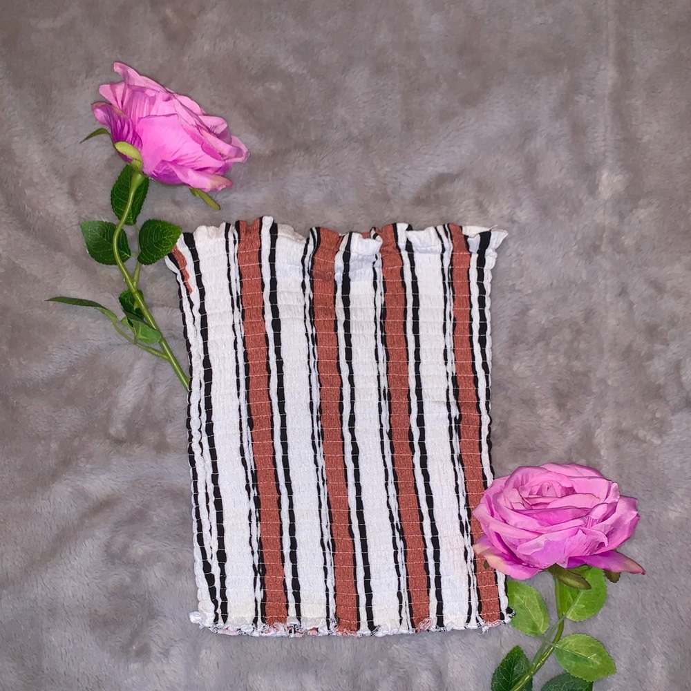 Multicolored striped bandeau top